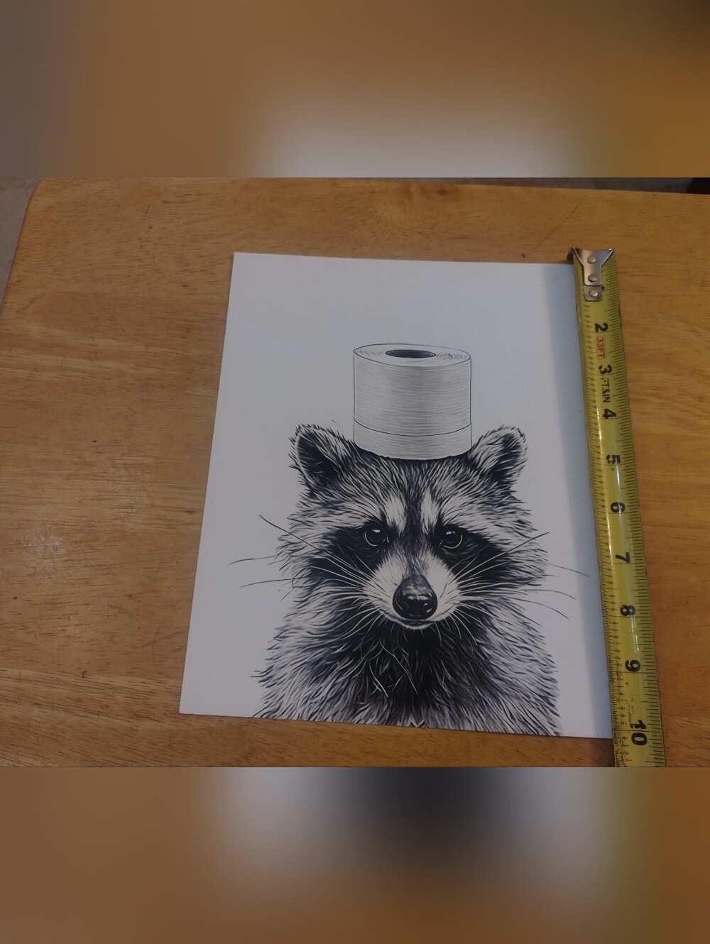 Funny Raccoon Bathroom Wall Art Print Toilet Paper Decor 8x10 - Picture 2 of 2